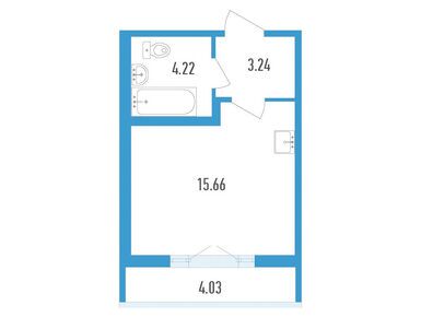 Студия 24.33 кв.м, ЖК AEROCITY (Аэросити), 4 014 450 руб.