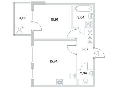 1-комнатная 38.00 кв.м, мкр. «Новое Сертолово», 6 707 000 руб.