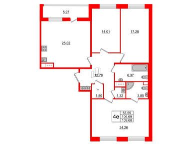 3-комнатная 104.90 кв.м, ЖК «Панорама Парк Сосновка», 27 200 674 руб.