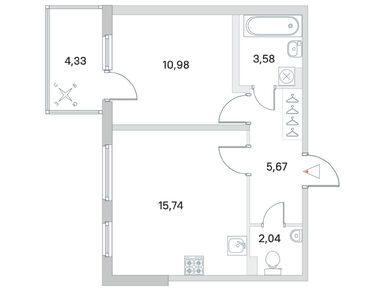 1-комнатная 38.01 кв.м, мкр. «Новое Сертолово», 6 617 541 руб.