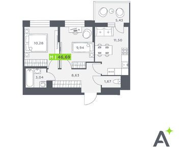 Планировки трехкомнатные в Архитектурный проект «Аквилон Verba»