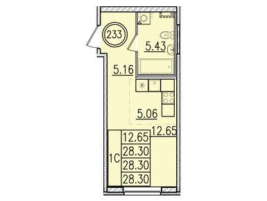 Студия 28.30 кв.м, ЖК «Образцовый квартал 13», 5 497 657 руб.