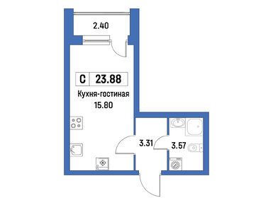 Студия 23.88 кв.м, ЖК «Урбанист», 4 744 956 руб.