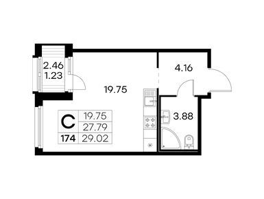 Студия 29.02 кв.м, ЖК GloraX Парголово (Глоракс Парголово), 5 649 999 руб.