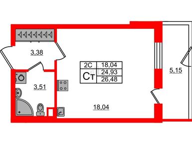 Студия 24.93 кв.м, ЖК «Парадный ансамбль», 4 950 100 руб.