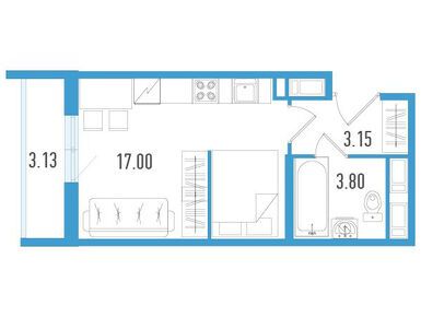 Студия 24.88 кв.м, ЖК AEROCITY (Аэросити), 4 229 600 руб.