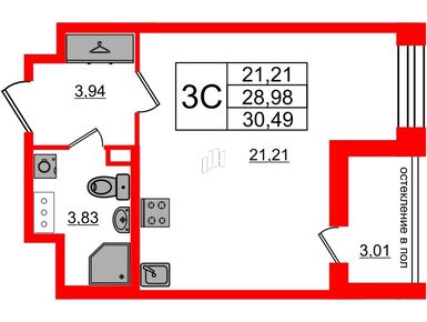 Студия 28.98 кв.м, ЖК «Титул в Московском», 9 600 219 руб.