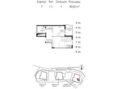 1-комнатная 41.00 кв.м, ЖК «Малая Финляндия», 7 175 000 руб.