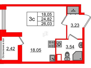 Студия 24.82 кв.м, ЖК «Астра Континенталь», 7 300 194 руб.