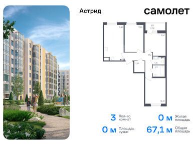 Планировки трехкомнатные в ЖК «Астрид»