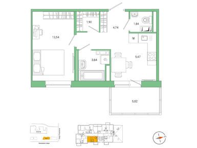 1-комнатная 35.80 кв.м, ЖК Jaanila Country (Янила Кантри), 6 354 500 руб.