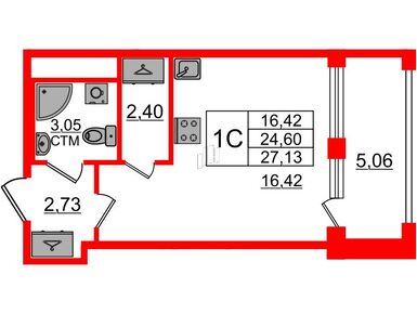 Студия 24.60 кв.м, ЖК «Дворцовый фасад», 5 450 128 руб.