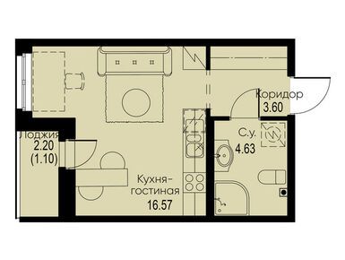 Студия 25.90 кв.м, ЖК iD Murino ll  (Айди Мурино 2), 4 610 200 руб.