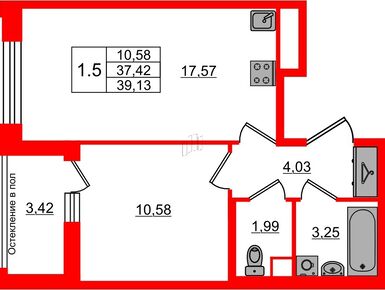 1-комнатная 37.42 кв.м, ЖК «Астра Континенталь», 10 850 003 руб.
