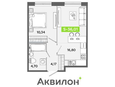 Планировки двухкомнатные в ЖК «Аквилон ЯНИНО»