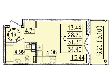 Студия 28.20 кв.м, ЖК «Образцовый квартал 13», 6 417 693 руб.