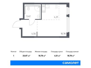 Студия 23.07 кв.м, ЖК «Новое Колпино», 3 283 968 руб.