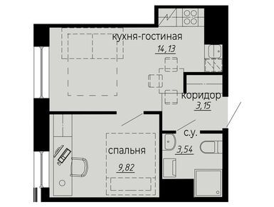 Планировки 2-к. апартаменты в iD Polytech