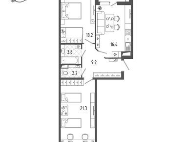 2-комнатная 73.70 кв.м, ЖК Domino (Домино), 24 716 290 руб.