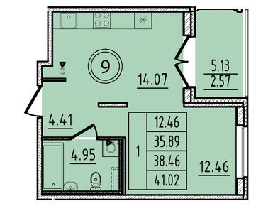 1-комнатная 35.89 кв.м, ЖК «Образцовый квартал 14», 6 960 446 руб.