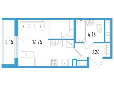 Студия 25.74 кв.м, ЖК AEROCITY (Аэросити), 4 247 100 руб.
