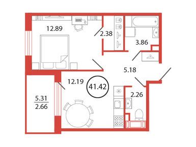 1-комнатная 41.42 кв.м, ЖК «Энфилд», 7 323 056 руб.