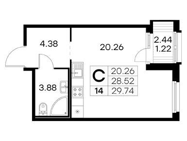 Студия 29.74 кв.м, ЖК GloraX Парголово (Глоракс Парголово), 5 609 998 руб.