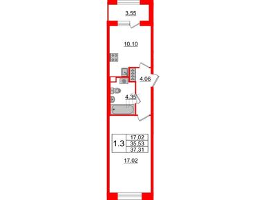 Планировки однокомнатные в ЖК Amber Club (Эмбер Клаб)