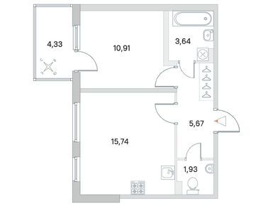 1-комнатная 37.89 кв.м, мкр. «Новое Сертолово», 6 600 438 руб.