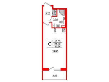 Студия 24.80 кв.м, ЖК «Зеленый квартал на Пулковских высотах», 4 950 005 руб.