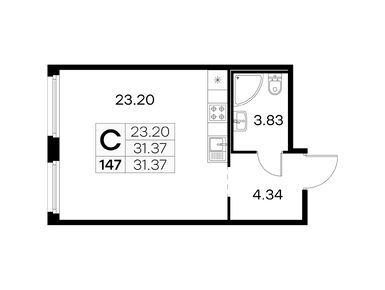 Студия 31.37 кв.м, ЖК GloraX Парголово (Глоракс Парголово), 5 709 998 руб.