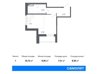 Студия 25.72 кв.м, ЖК «Сандэй», 5 209 738 руб.