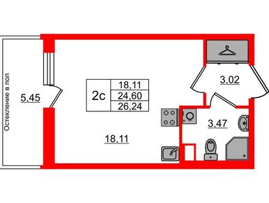 Студия 24.60 кв.м, ЖК «Астра Континенталь», 7 250 124 руб.