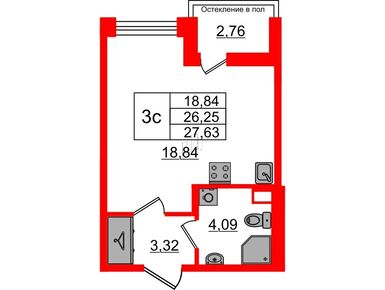 Студия 26.25 кв.м, ЖК «Астра Континенталь», 7 750 023 руб.