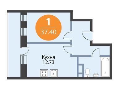 1-комнатная 37.40 кв.м, Квартал «Галактика», 10 706 642 руб.