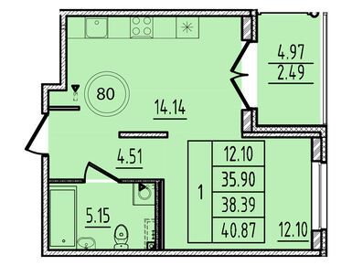 1-комнатная 35.90 кв.м, ЖК «Образцовый квартал 14», 6 947 900 руб.