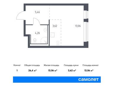 Студия 26.40 кв.м, ЖК «Новое Колпино», 3 243 724 руб.