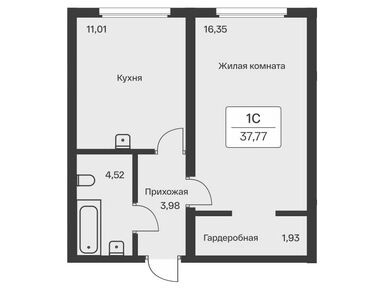 Планировки однокомнатные в ЖК «Расцветай в Янино»