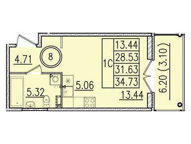 Студия 28.53 кв.м, ЖК «Образцовый квартал 13», 6 409 296 руб.