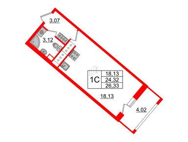 Студия 24.32 кв.м, ЖК Pulse Premier (Пульс Премьер), 7 250 166 руб.