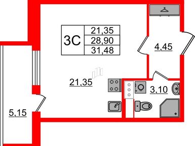 Студия 28.90 кв.м, ЖК «Бионика Заповедная», 7 300 079 руб.