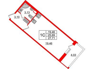 Студия 25.69 кв.м, ЖК Pulse Premier (Пульс Премьер), 6 950 121 руб.