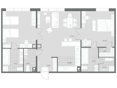 3-комнатная 73.40 кв.м, ЖК  «Маленькая Франция», 31 500 000 руб.