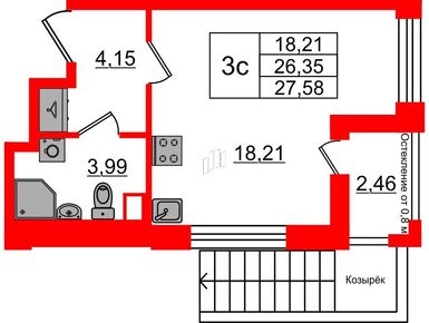 Студия 26.35 кв.м, ЖК «Астра Континенталь», 7 750 206 руб.