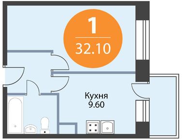 1-комнатная 32.10 кв.м, ЖК ЦДС «Приневский», 6 328 895 руб.