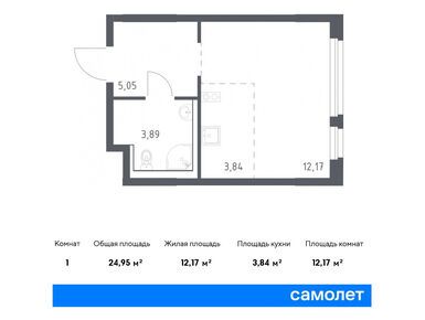 Студия 24.95 кв.м, ЖК «Новое Колпино», 3 290 356 руб.