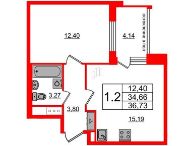 1-комнатная 34.66 кв.м, ЖК «Титул в Московском», 11 650 116 руб.