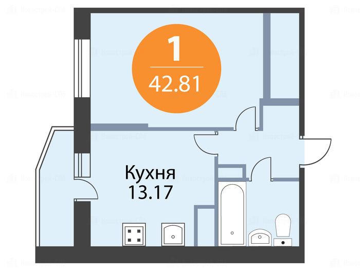 Однушка приморской. Микрорайон Каменка Комендантский проспект.